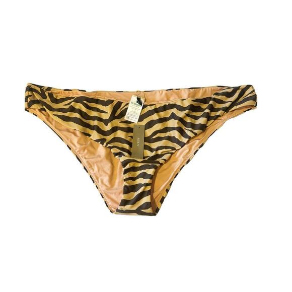 J. Crew Curved-Waist Cheeky Bikini Bottom In Zebra Stripe Size 3X NWT - Picture 4 of 9